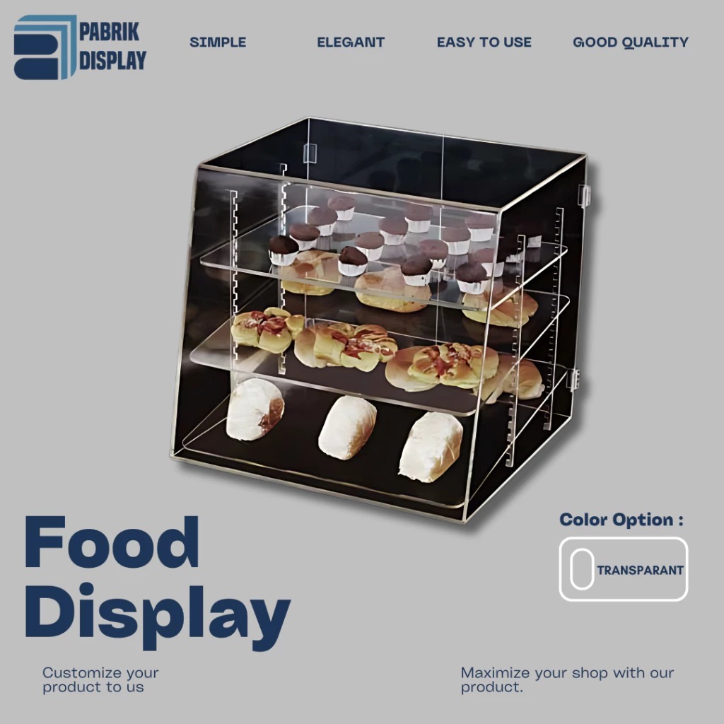 Jual Custom Akrilik Etalase / Display Kue / Display Roti 2 Tingkat Uk ...