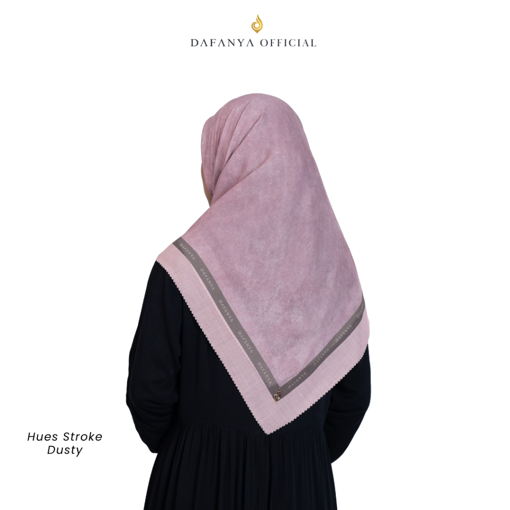 DAFANYA Syari 130x130 Hues Stroke Jilbab Motif Abstrak Kerudung Segi Empat Hijab Scarf Bahan Voal Laser Cut