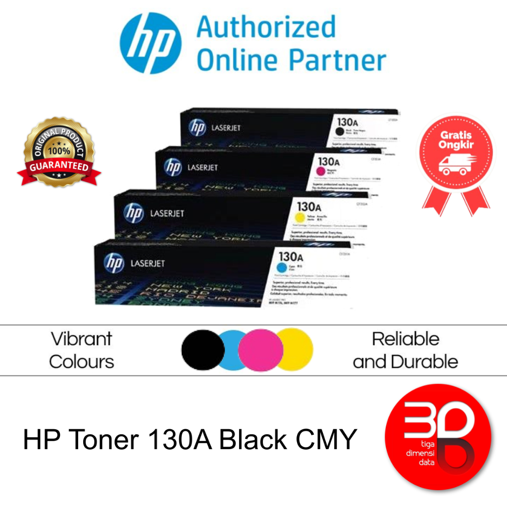 HP Toner 130A Black Cyan Magenta Yellow LaserJet Cartridge Original [CF350A CF351A CF352A CF353A]