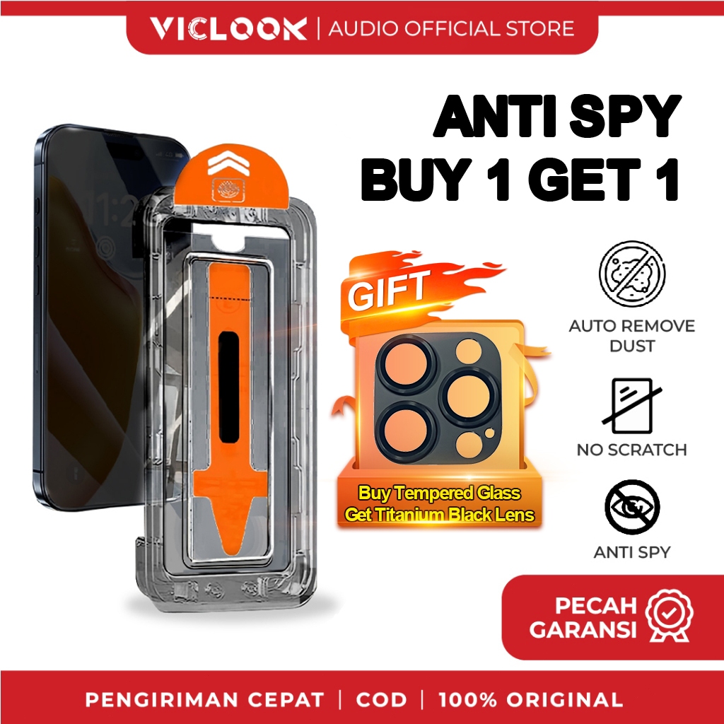Jual ( BUY 1 GET 1 ) Easy Tempered Glass Anti Spy + Gift Camera Lens ...