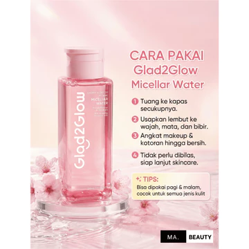 Glad2Glow Cherry Blossom Betaine Micellar Water 300ml Micellar Water Pembersih Wajah 300ml
