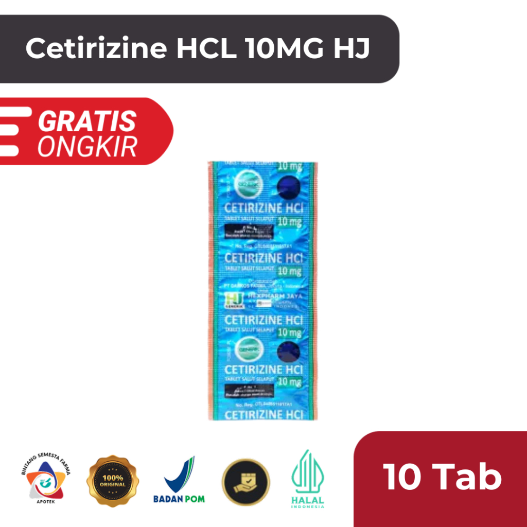 Jual Cetirizine Hexpharm 10 mg 1 Strip 10 Tablet - Obat Rhinitis dan ...