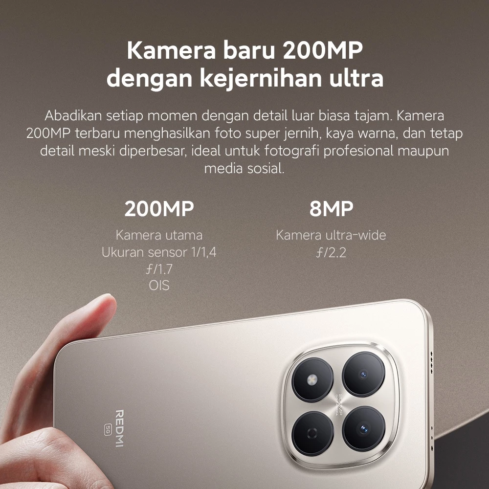 Sistem kamera belakang 200MP pada Redmi Note 15 Pro 5G