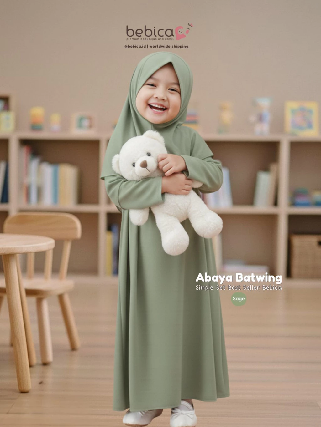 Abaya anak hitam polos premium untuk acara formal