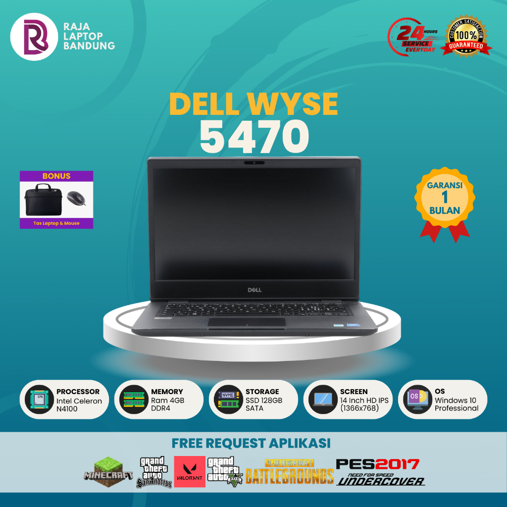 Jual Dell Wyse 5470 celeron N4100 RAM 8GB SSD 256GB 14 Inch Mulus