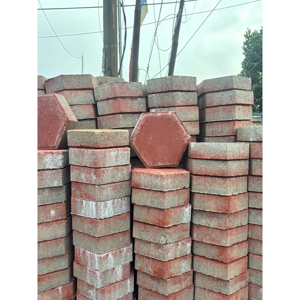 Jual paving block, konblok , conblock , hexagon merah, segi enam merah ...