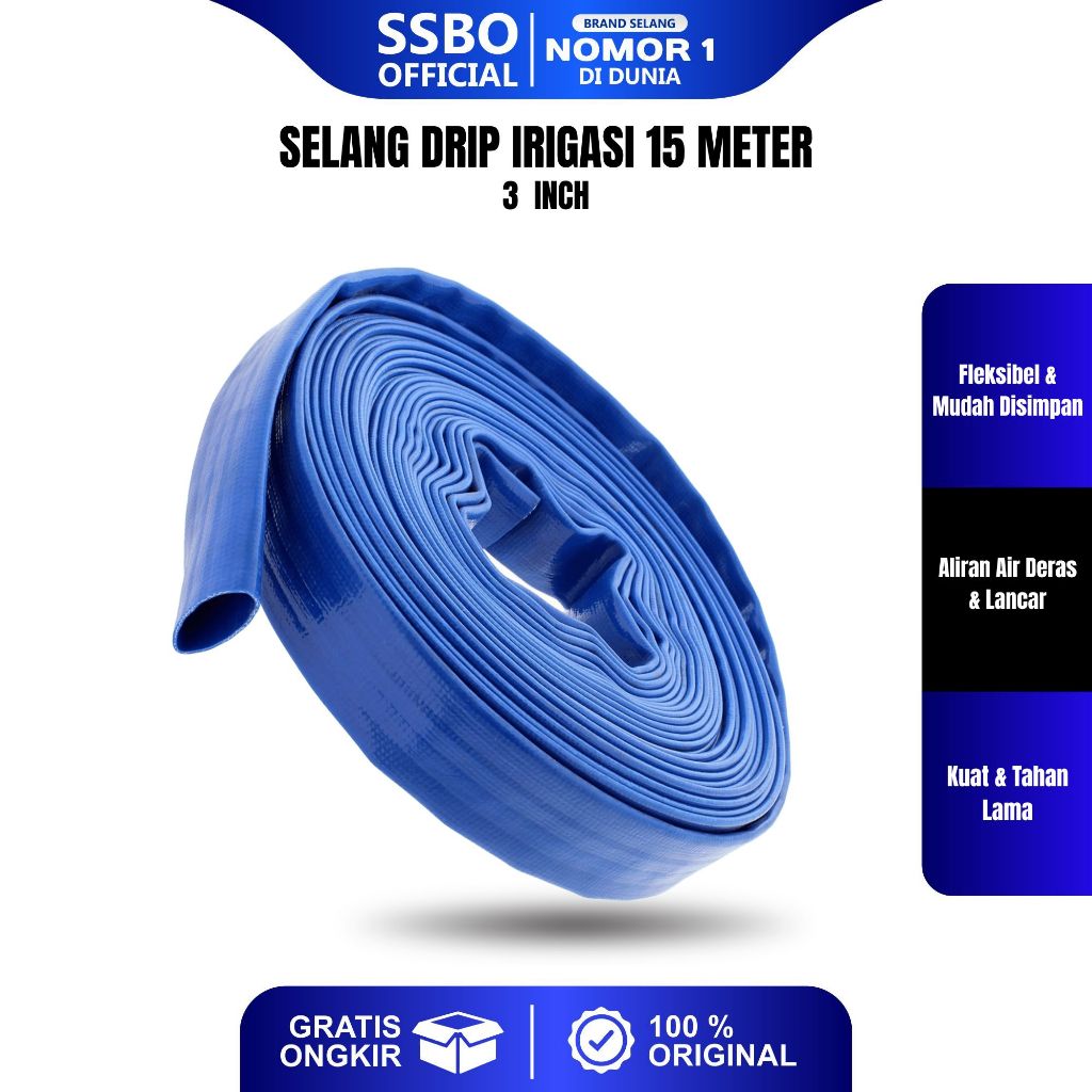 SSBO SELANG IRIGASI SELANG DRIP IRIGASI 3 INCH 15 METER SELANG PENGAIRAN TAMAN PERKEBUNAN PERSAWAHAN COD
