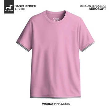 CYFCLO Kaos Polos Ringer Tebal Full Katun Combed 24s Nyaman Dipakai Anti Gerah Reguler Plain