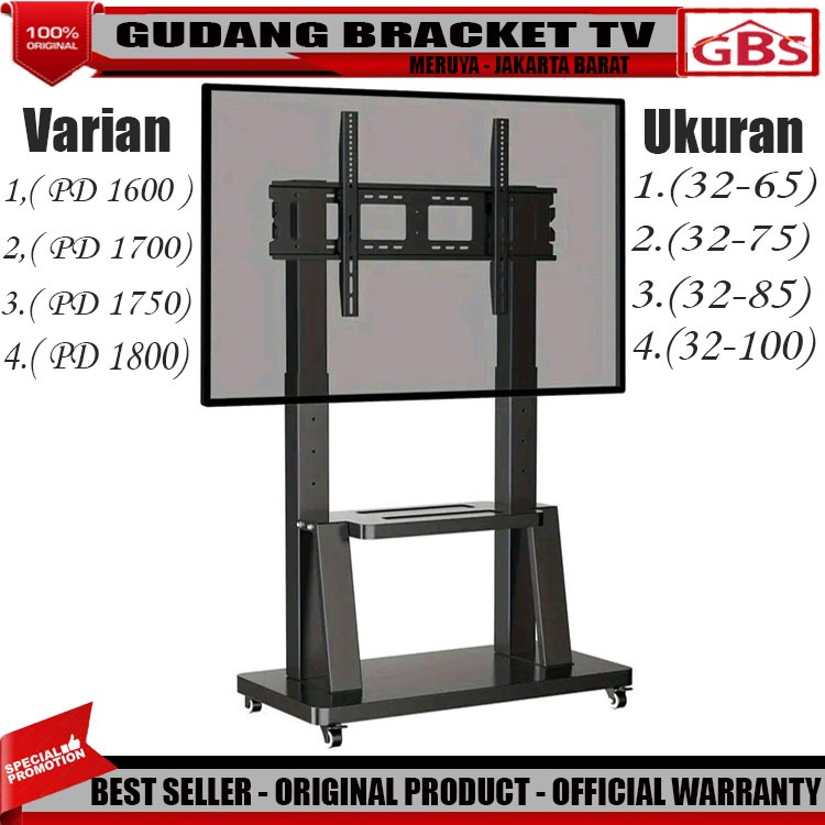 Jual Bracket Standing Tv/Braket tv Standing TV Dorong & Roda Breket ...