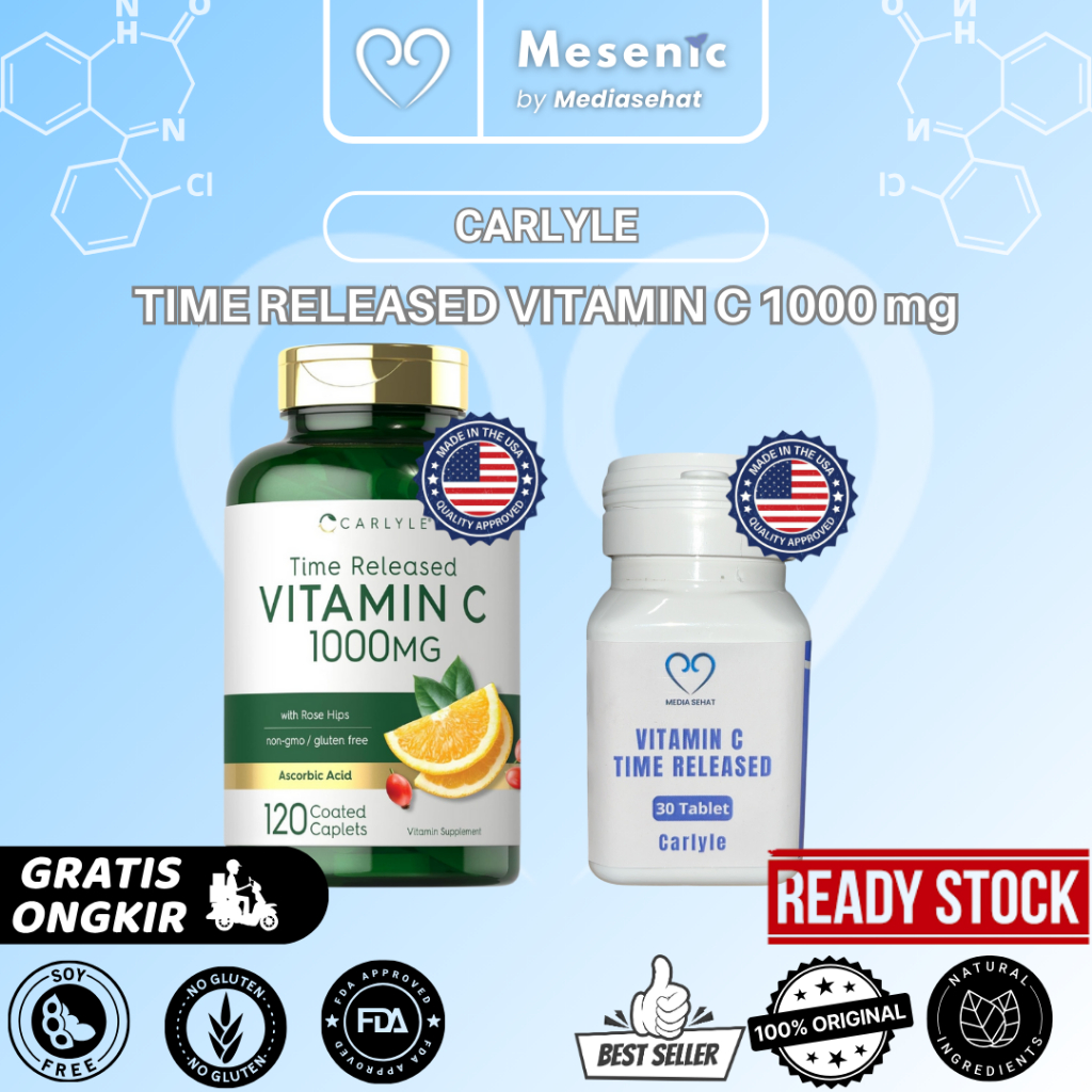 Jual Carlyle Vitamin C 1000mg Timed Release - 30 & 120 Vegetarian ...