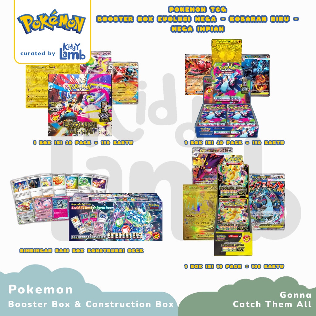 Jual TCG Pokemon Booster Box Mega Impian & Evolusi Mega & Kobaran Biru ...