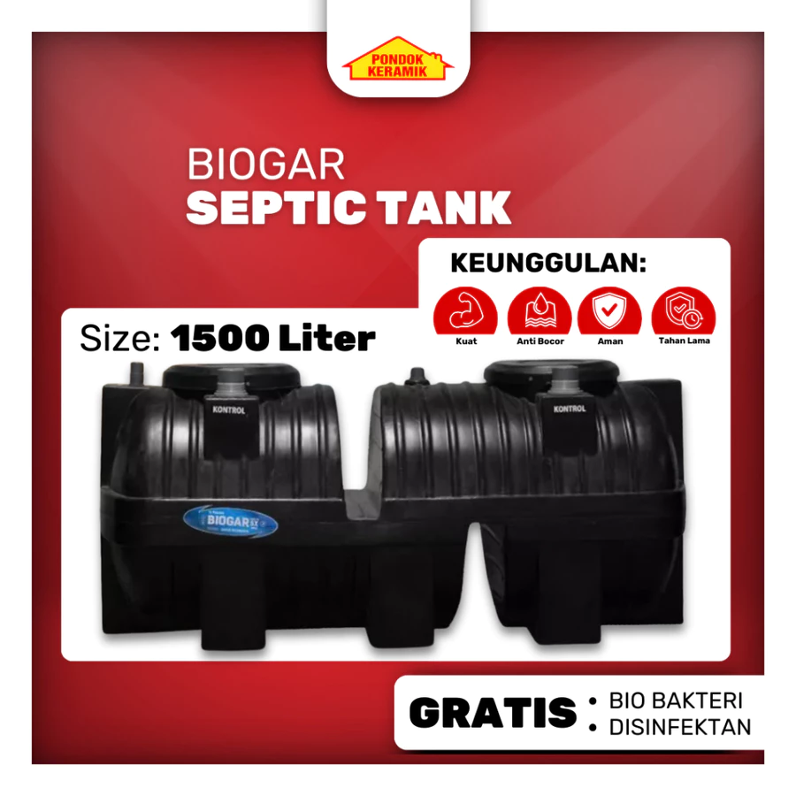BIOGAR Septic Tank 1500 liter Sepiteng Sepi Tank Tangki Septic Bio Septic Tank Hitam Bio Filter 5X Filtrasi Ramah Lingkungan