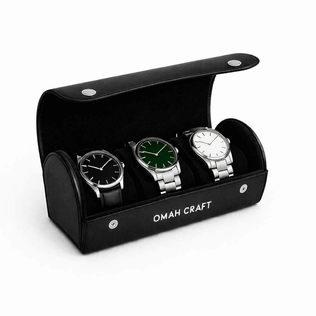 Jual Traveller Watch Case Organizer Leather | Box Jam Tangan isi 3 ...