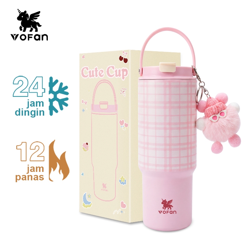 Yofan Tumbler Sedotan Termal Wanita 30oz Tahan Panas Dingin