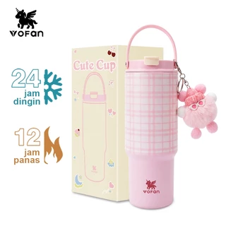 Yofan Tumbler Sedotan Termal Wanita 30oz Tahan Panas Dingin