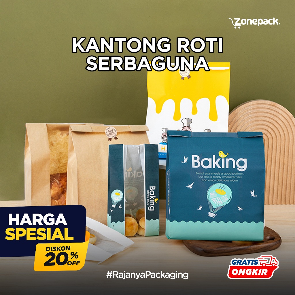 Jual Kantong Roti Motif Lucu Free Sticker | Kemasan Roti Baking Bag ...