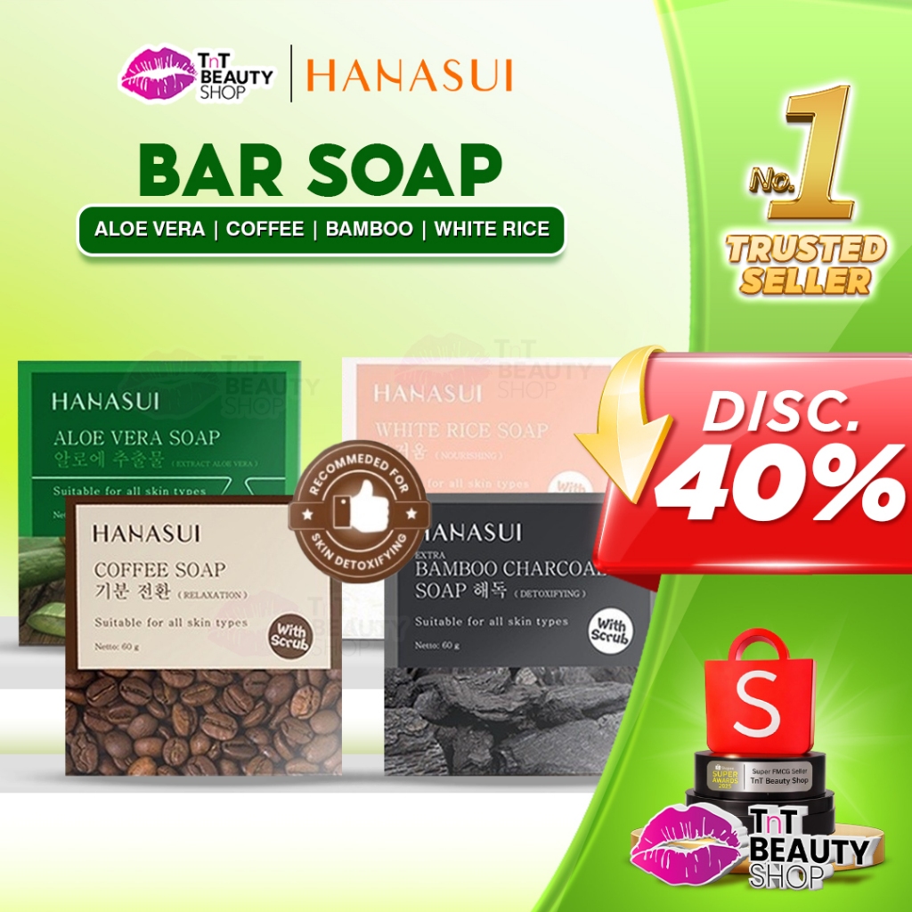 Hanasui Bar Soap 60gr - Bamboo Charcoal - Coffee - White Rice - Aloe Vera - Sabun Batang | TnT Beauty Shop