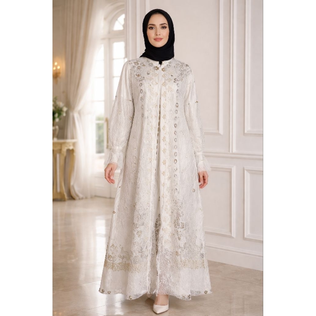 Jual OutfitbyMeta Chayra Dress Mewah Lebaran Gamis motid mix brukat ...
