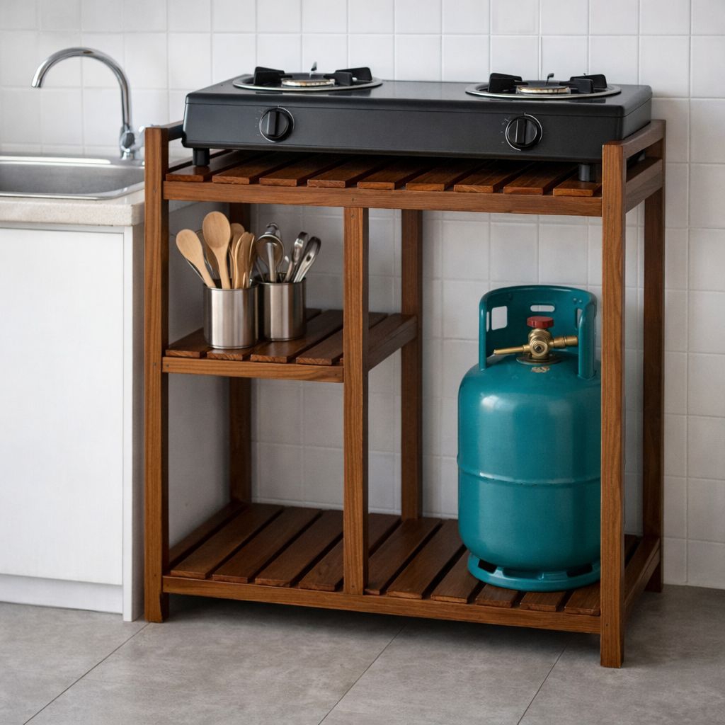 Jual Rak Susun Meja Kompor Gas Meja Kayu Portable Serbaguna Rak Dapur ...