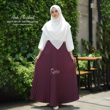Rok Plisket Mewah Knit Snow Rib Premium Pleated Skirt Rok Korean Style