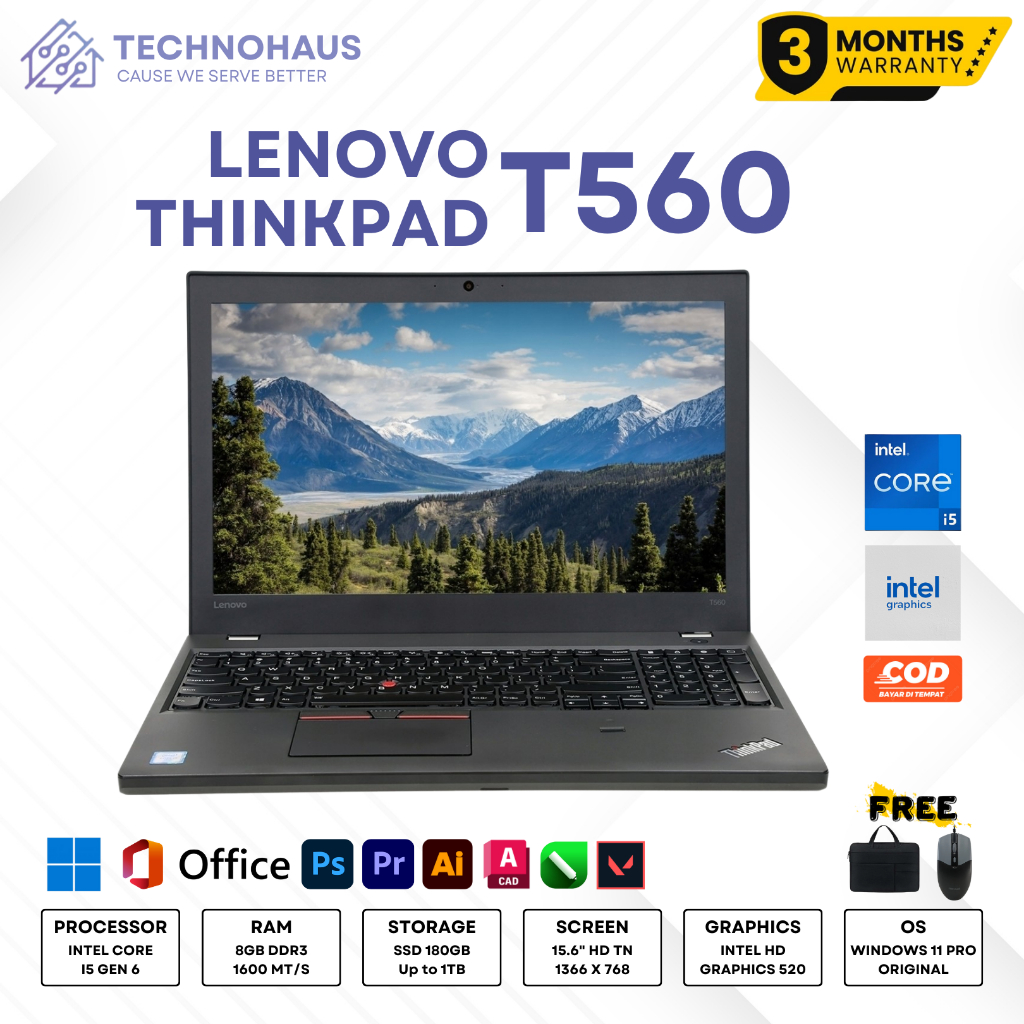 Jual LENOVO THINKPAD T560 L560 I5 GEN 6 RAM 8GB SSD 128GB ORIGINAL ...