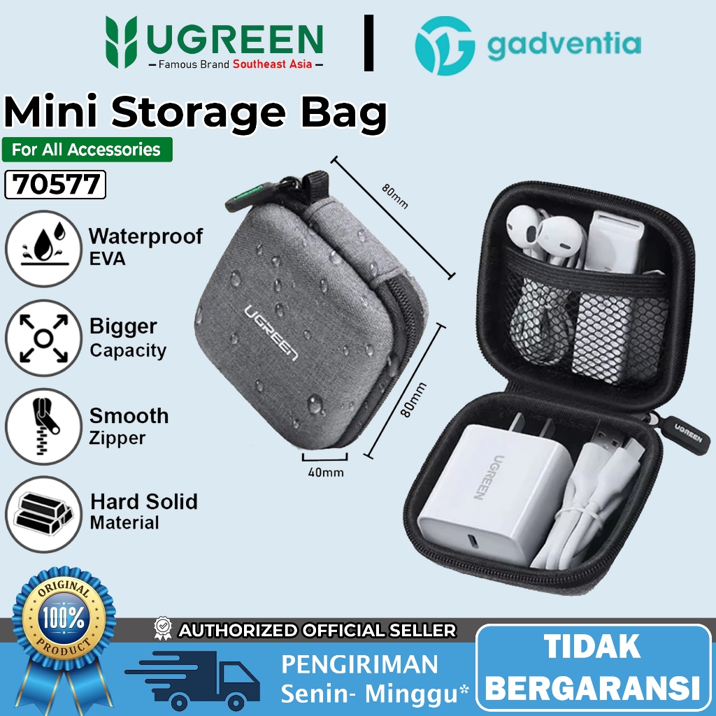 Jual UGREEN Fabric Pouch Mini Zipper Bag Case Tempat Earphone Kabel ...