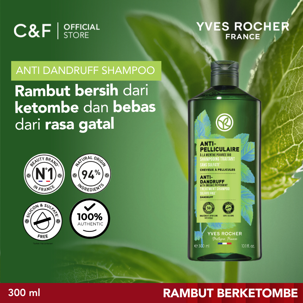 Jual C&F - Yves Rocher Anti Dandruff Shampoo 300 ml | Shopee Indonesia