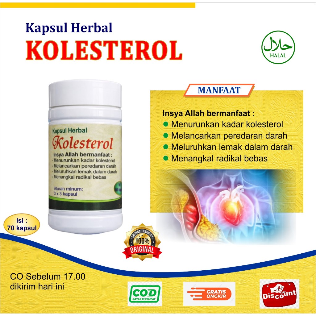 OBAT KOLESTEROL I KAPSUL HERBAL KOLESTEROL I KAPSUL HERBAL UNTUK KOLESTEROL I isi 70 kapsul