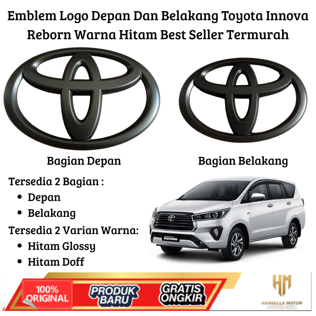 Jual Emblem Logo Depan Dan Belakang Toyota Innova Reborn Hitam | Shopee ...