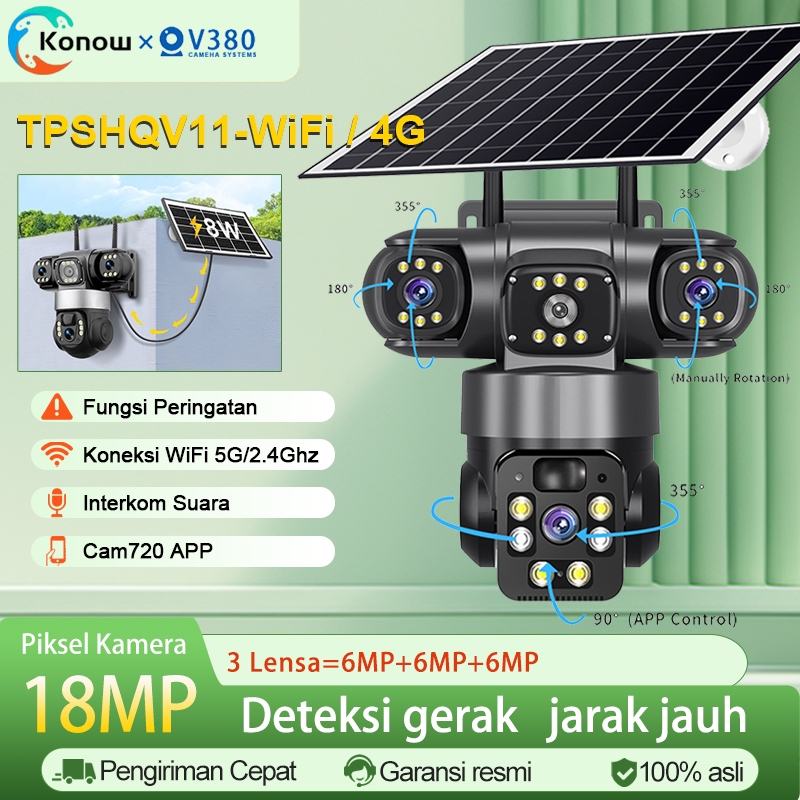 Jual Konow V380 Pro 3 lensa Solar CCTV Camera WiFi/4G SIM 18MP HD ...