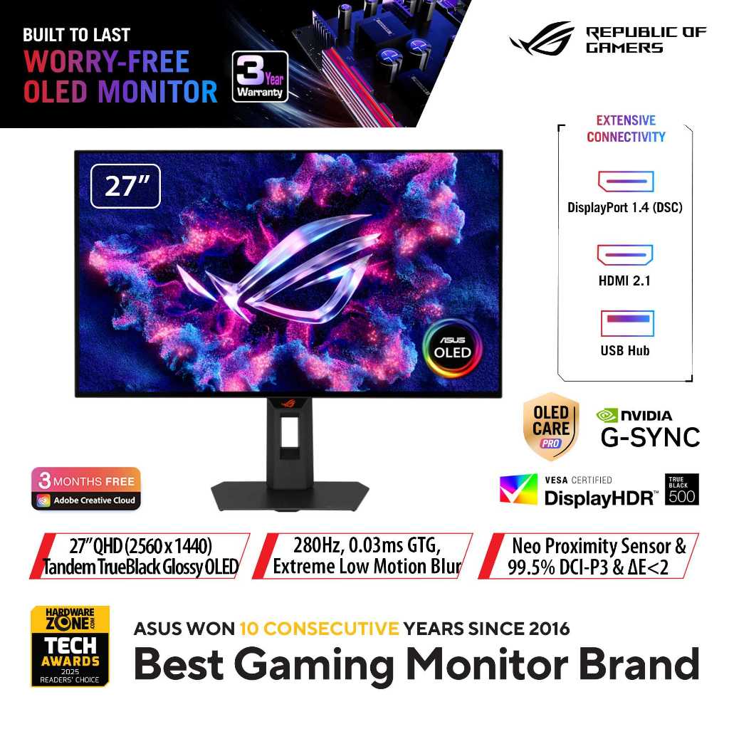Jual ASUS ROG Strix OLED XG27AQWMG gaming monitor 27-inch 1440p ...