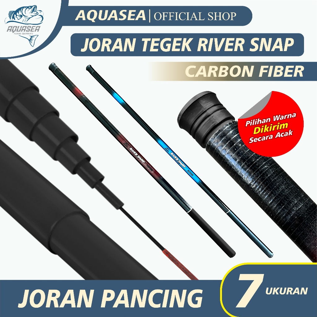 AQUASEA Joran Tegek River Snap Joran Pancing Antena Carbon Fiber Medium Action ukuran 1.8m-4.5m