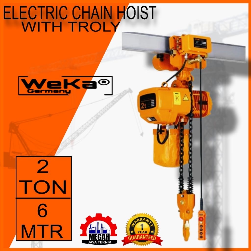 Jual ELECTRIC CHAIN HOIST WITH TROLY 2 TON X 8 MTR 380V/3 PHASE WEKA ...