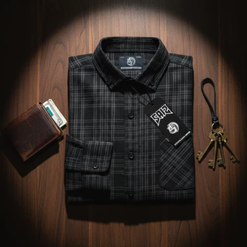 SAIZ GLORY Kemeja Flanel Pria Lengan Panjang Motif Garis Bahan Flanel Import