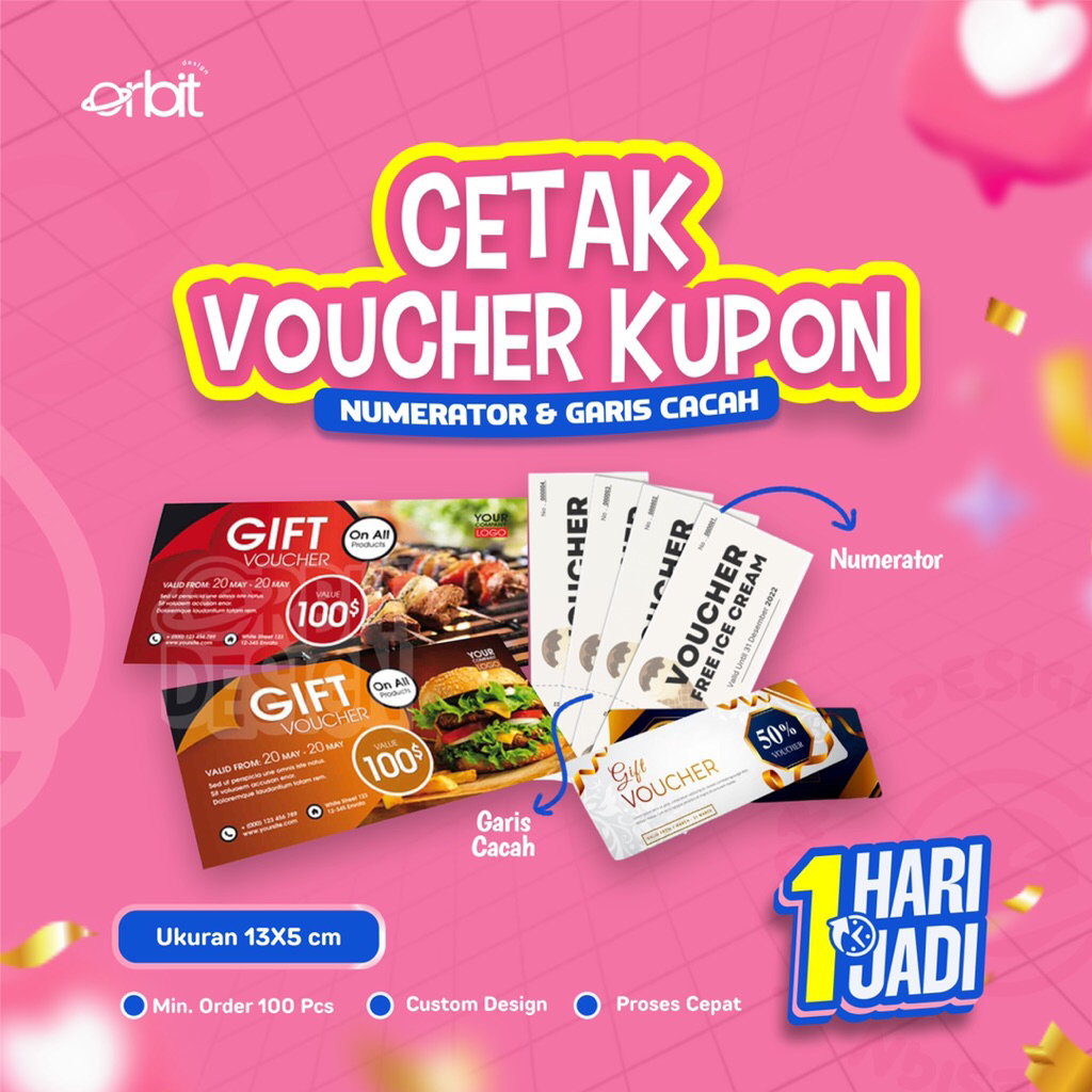 Jual CETAK VOUCHER KUPON UKURAN 13X5 CM MURAH UNDIAN VOUCHER MAKANAN ...