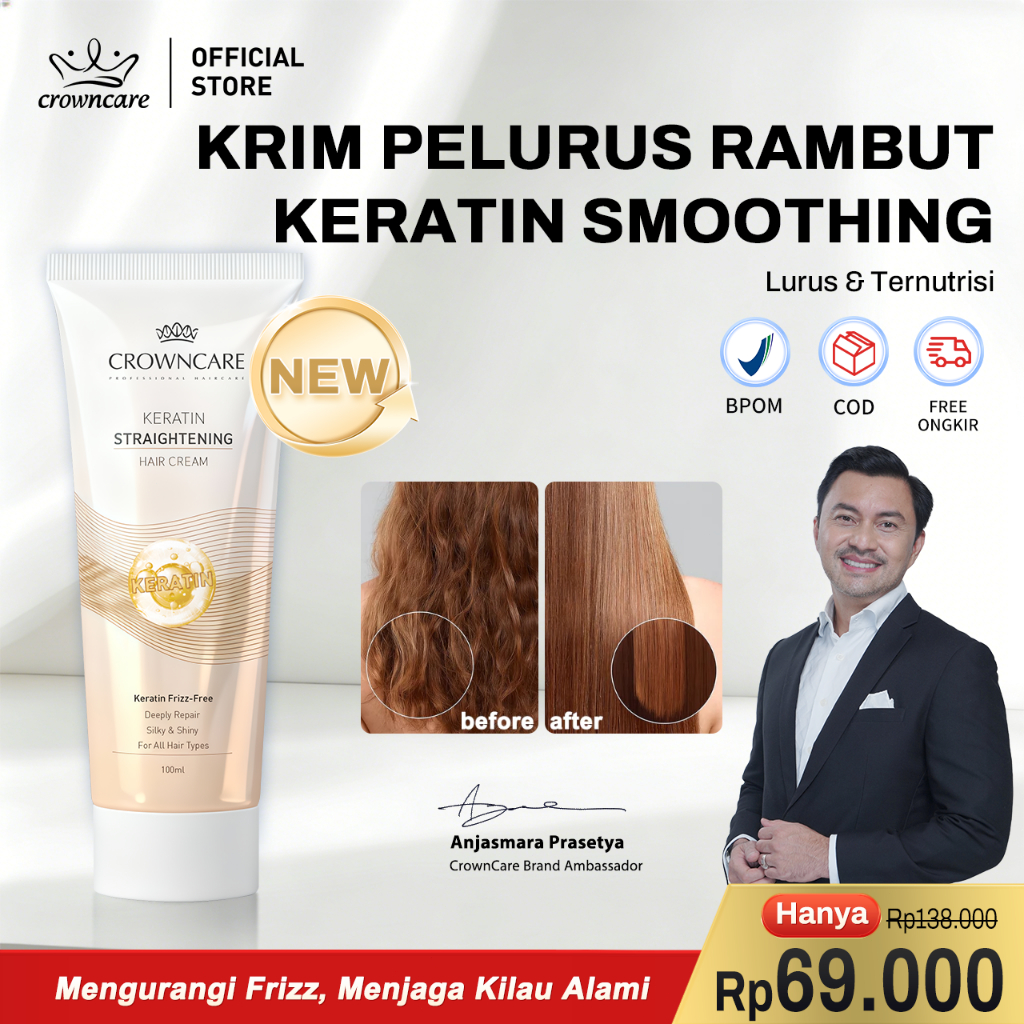 Jual CrownCare Pelurus Rambut Keratin Smoothing 100ML — Krim Lurus ...