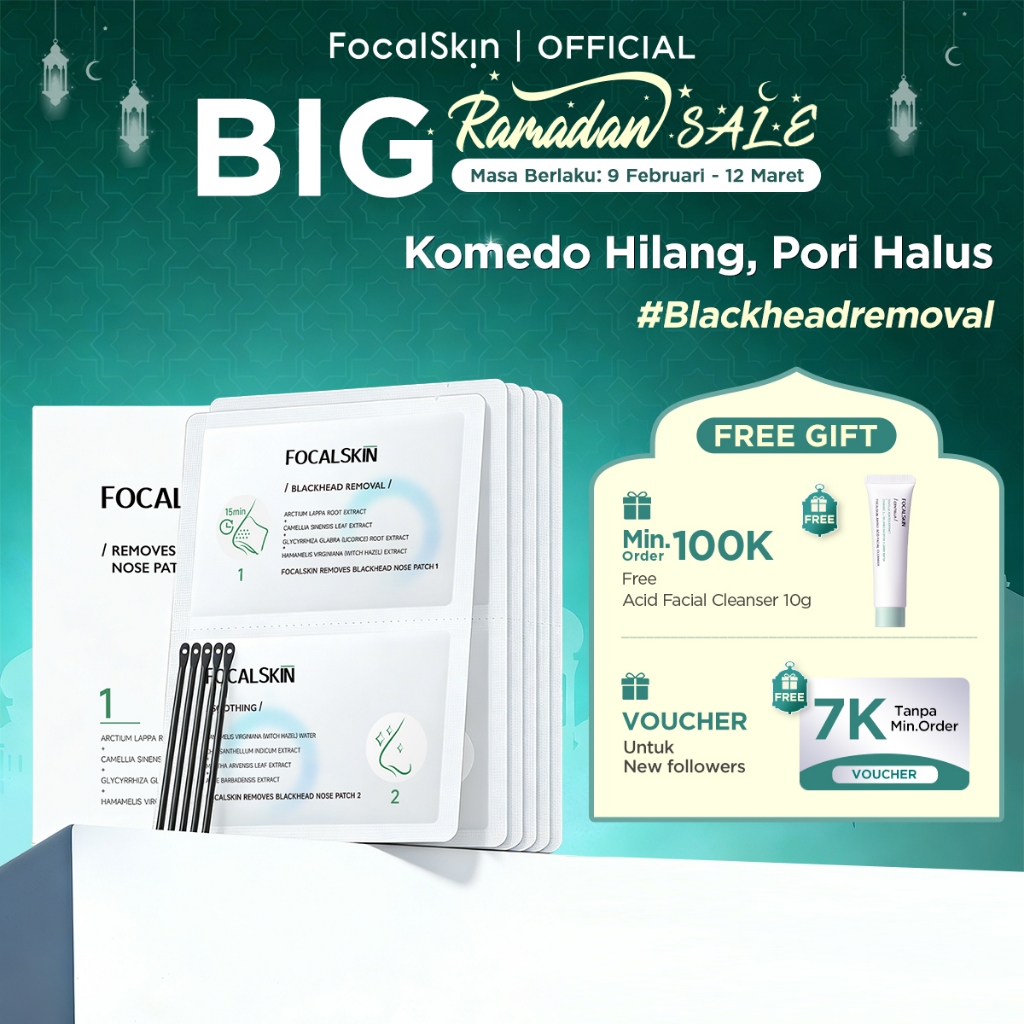 Jual FOCALSKIN 3 Step Remove Blackhead Nose Patch Masker Komedo Dan ...
