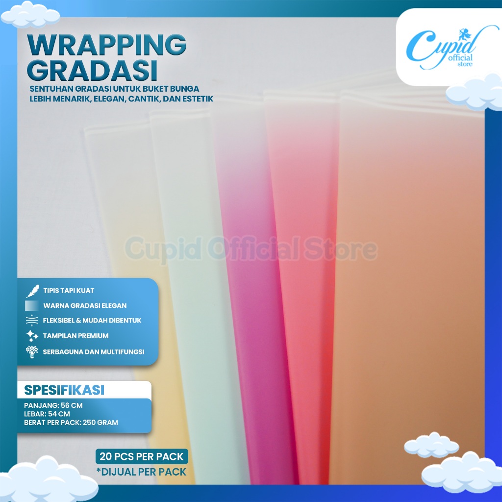Jual [20 Lembar] Kertas Buket Bunga Gradasi Premium / Cellophane Flower ...