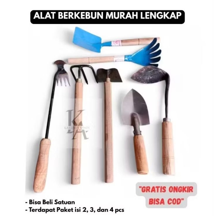 Paket Alat Berkebun isi 4 Murah Lengkap - Paket Perkebunan isi 3 Promo Cangkul Garuk Sekop Alat Cabut Rumput Mini Murah Tajam Siap Pakai Promo Free Ongkir