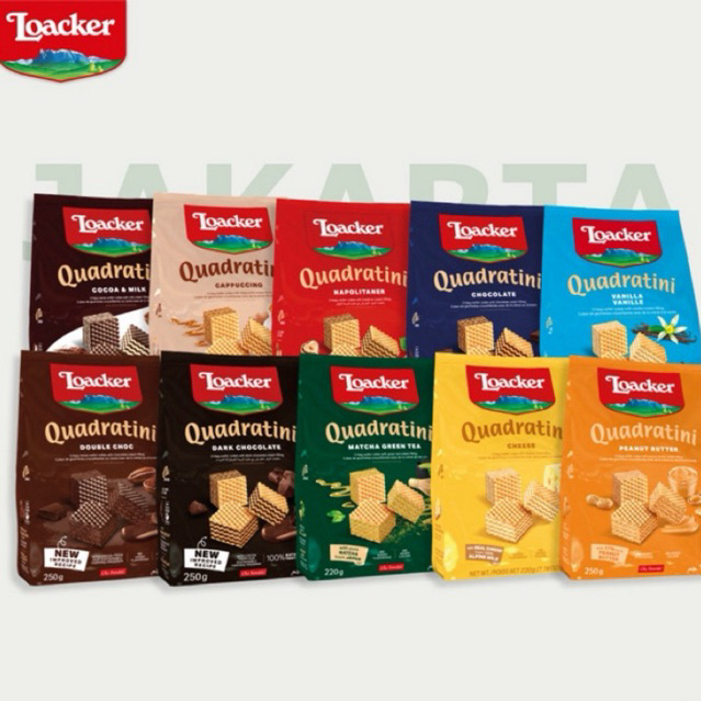 Jual Loacker Quadratini Wafer Import 125gr Rasa Chocolate / Dark ...