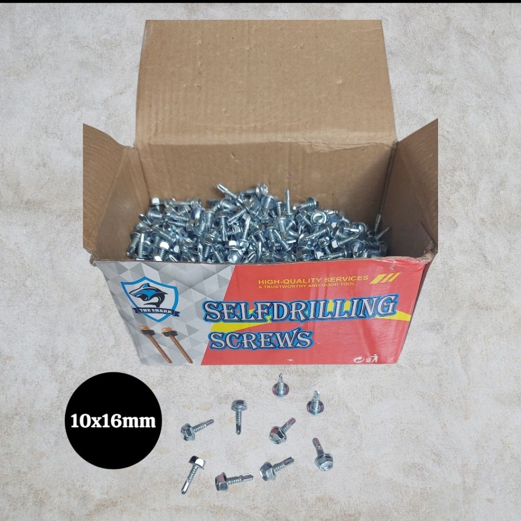 Jual (100pcs) Baut Baja Ringan 10x16 / 10x19 SHARK / Sekrup Ruping ...