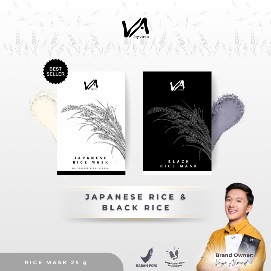 [BYVAZO] Organic Rice Mask - Brightening & Smooth Skin - Masker Beras Alami untuk Jerawat & Noda Hitam