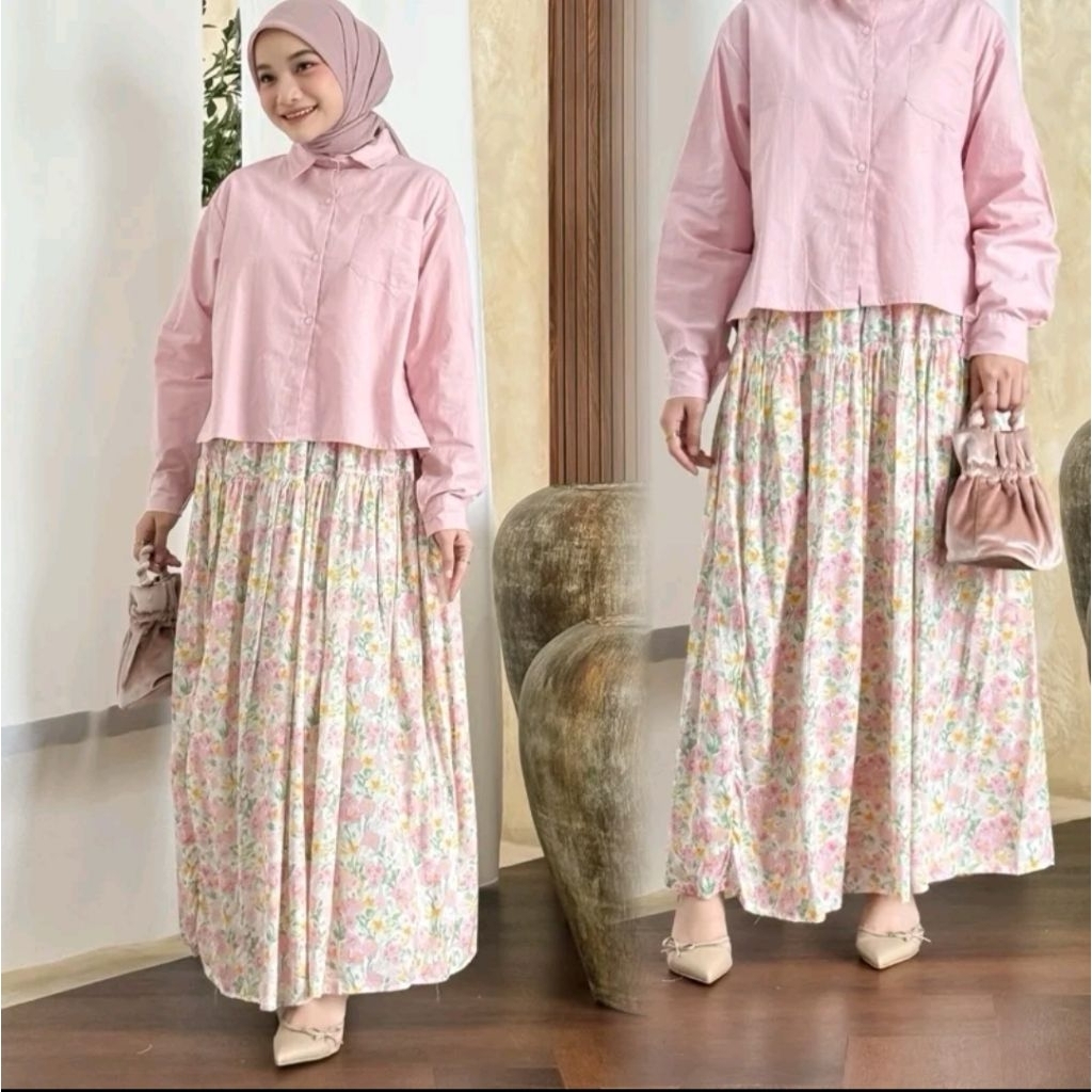 Jual Rok Floral rayon premium / Rok bangkok motif floral / Rok rayon ...