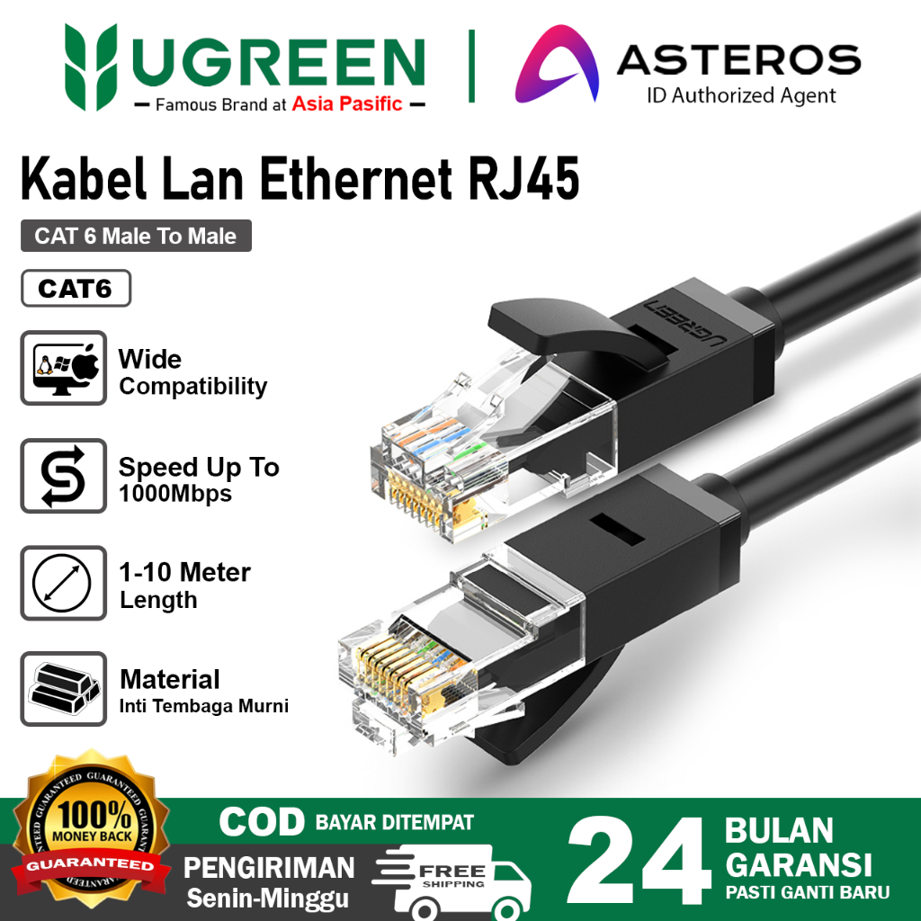 UGREEN CABLE DE RED 25M CAT6 1000MBPS BLACK NW102| smart store