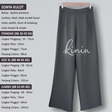 Sonya Kulot By Kinin Daily Celana Kerja Model Slimfit Bahan Tebal Premium