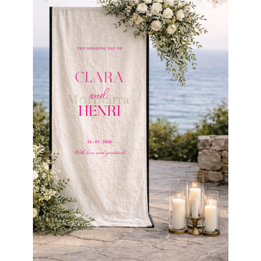 Jual Banner Klasik Kain Rentang Estetik Backdrop | Wedding Welcome Sign ...