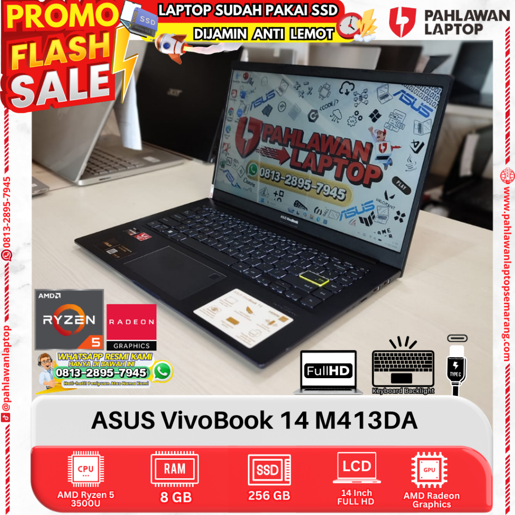 Jual LAPTOP ASUS VivoBook 14 M413DA AMD Ryzen 5 RAM 8GB SSD 256GB ...