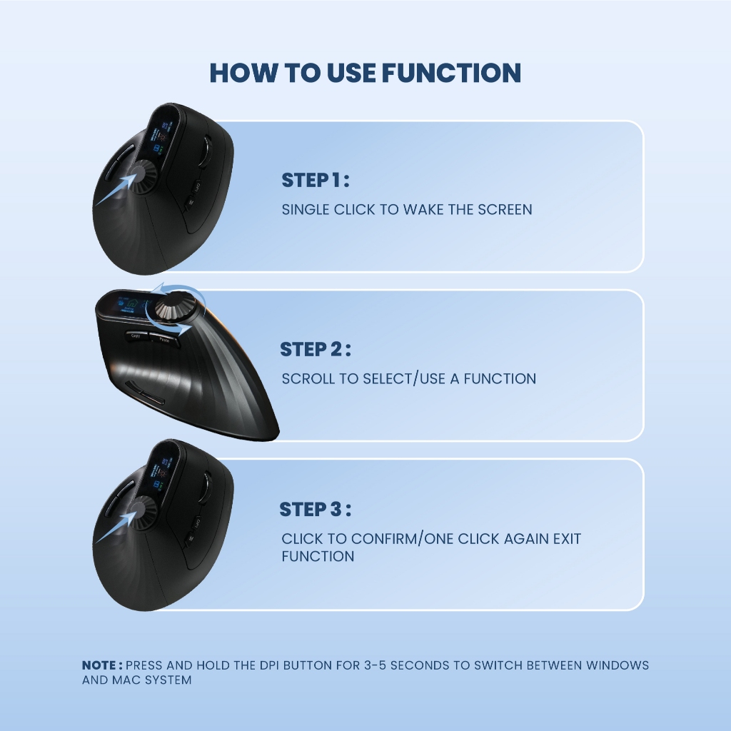 Rexus Clif Pro QV280 Mouse Office Ergonomic Vertical Wireless Bluetooth (7)
