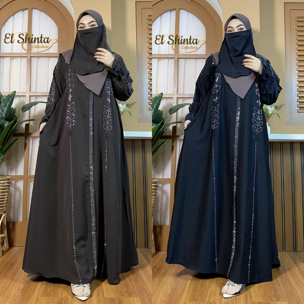 Zahwa Abaya Turki Gamis Muslim Kekinian Marina Silk Anti UV Variasi Swarovski Gamis Lebaran
