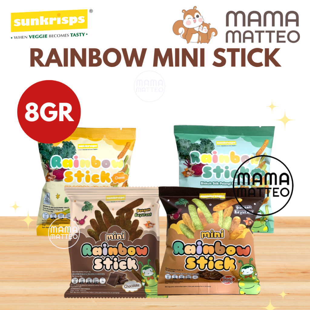 Jual SUNKRISPS Rainbow Stick Mini Travel Size 8gr / Cemilan Stick ...